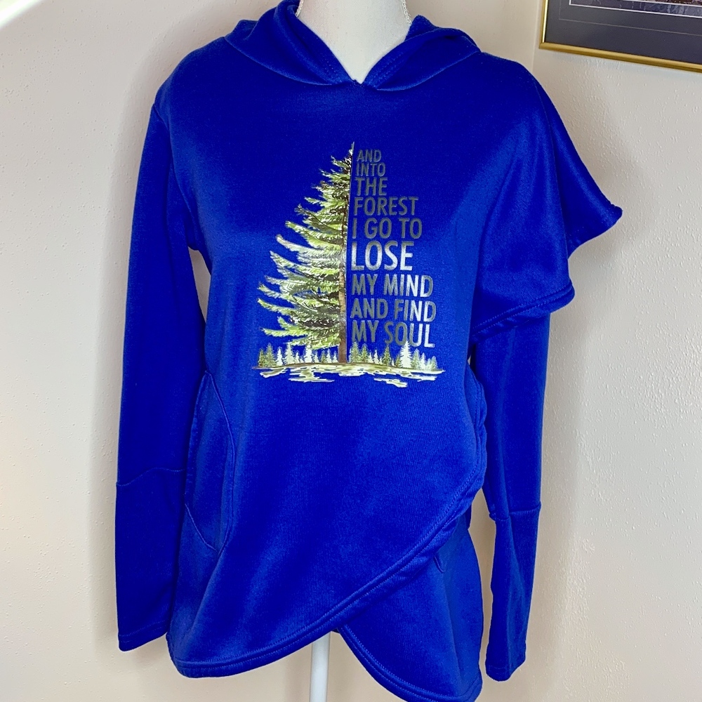Blue Faux Wrap Hoodie